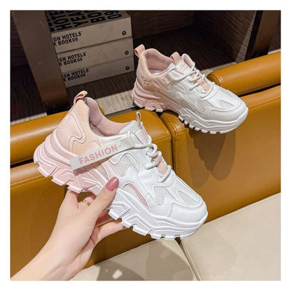 Lettering Label Applique Ombre Platform Sneakers