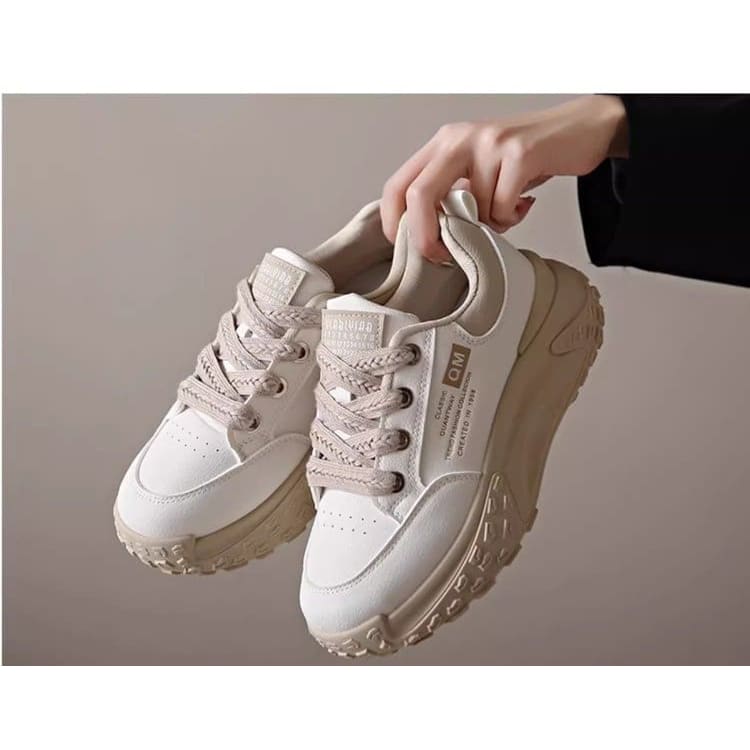 Lettering Lace-Up Platform Sneakers