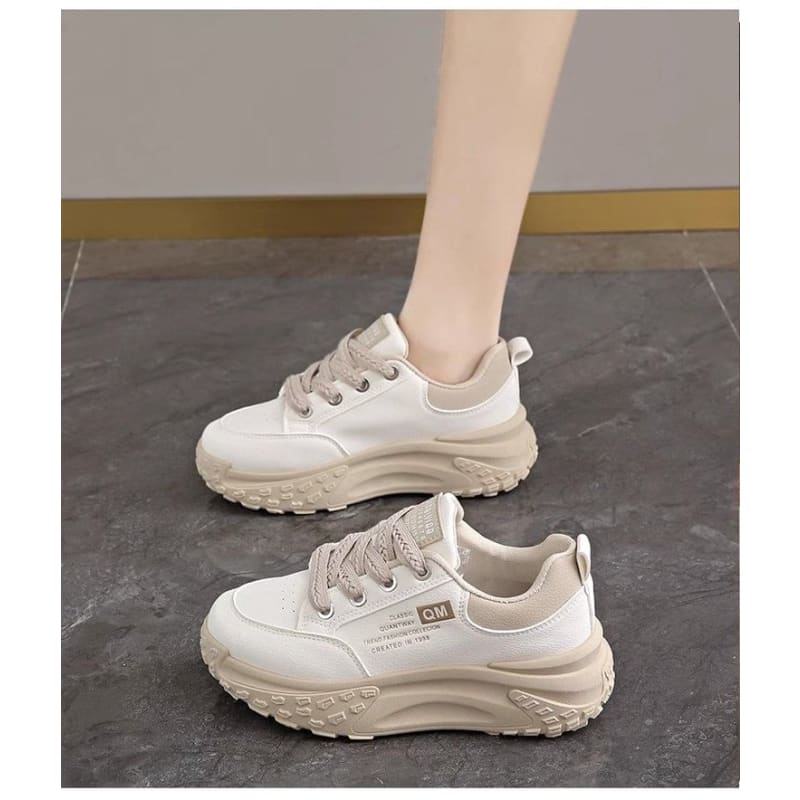 Lettering Lace-Up Platform Sneakers