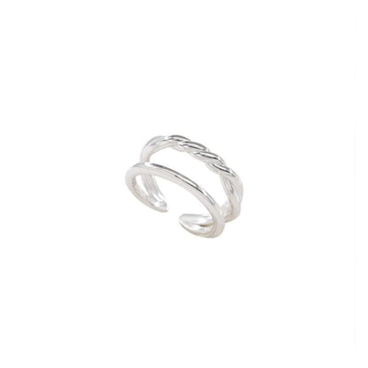 Lettering / Layered Sterling Silver Open Ring - J2907