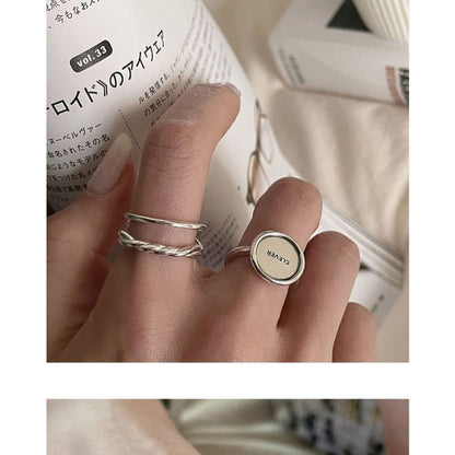 Lettering / Layered Sterling Silver Open Ring - J2907