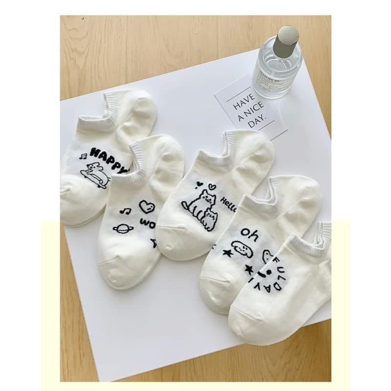 Lettering Low Cut Socks Set