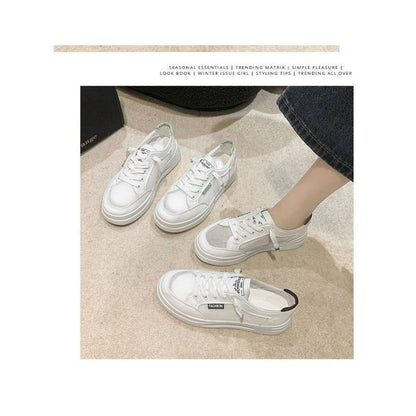 Lettering Mesh Panel Lace-Up Platform Sneakers