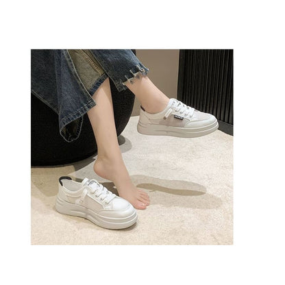 Lettering Mesh Panel Lace-Up Platform Sneakers