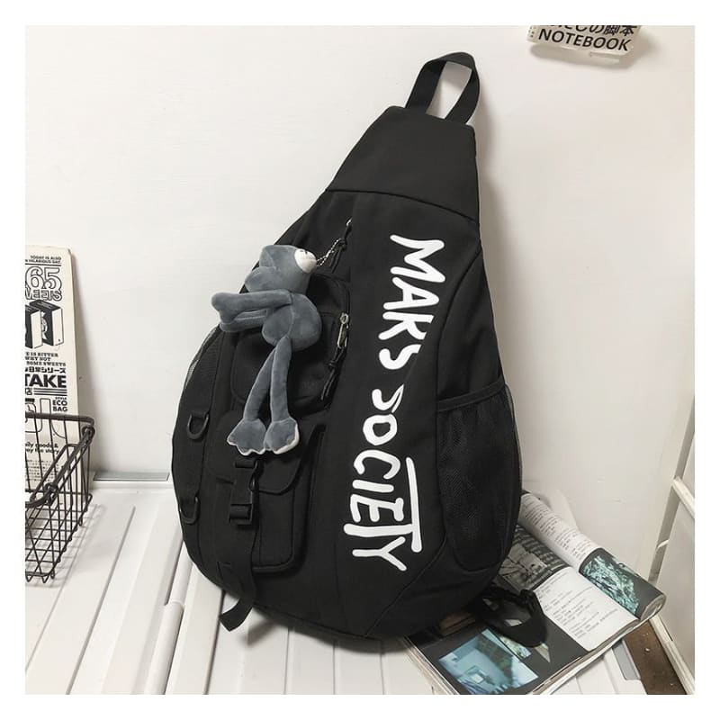 Lettering Nylon Sling Bag