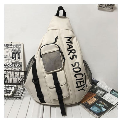 Lettering Nylon Sling Bag