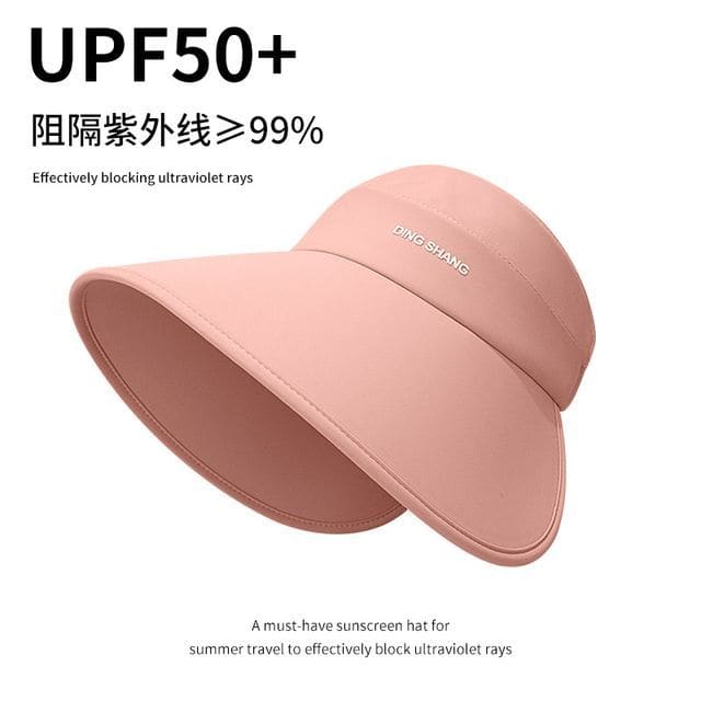 Lettering Open Top Sun Hat - Pink / One Size