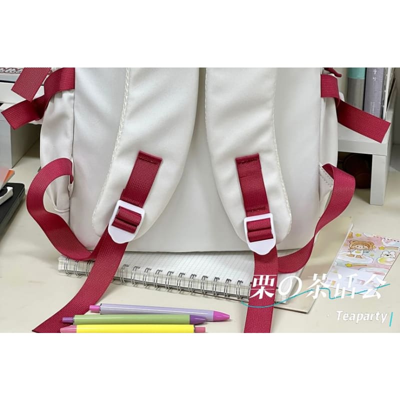 Lettering Print Buckle Backpack