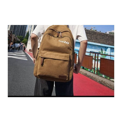 Lettering Print Canvas Backpack