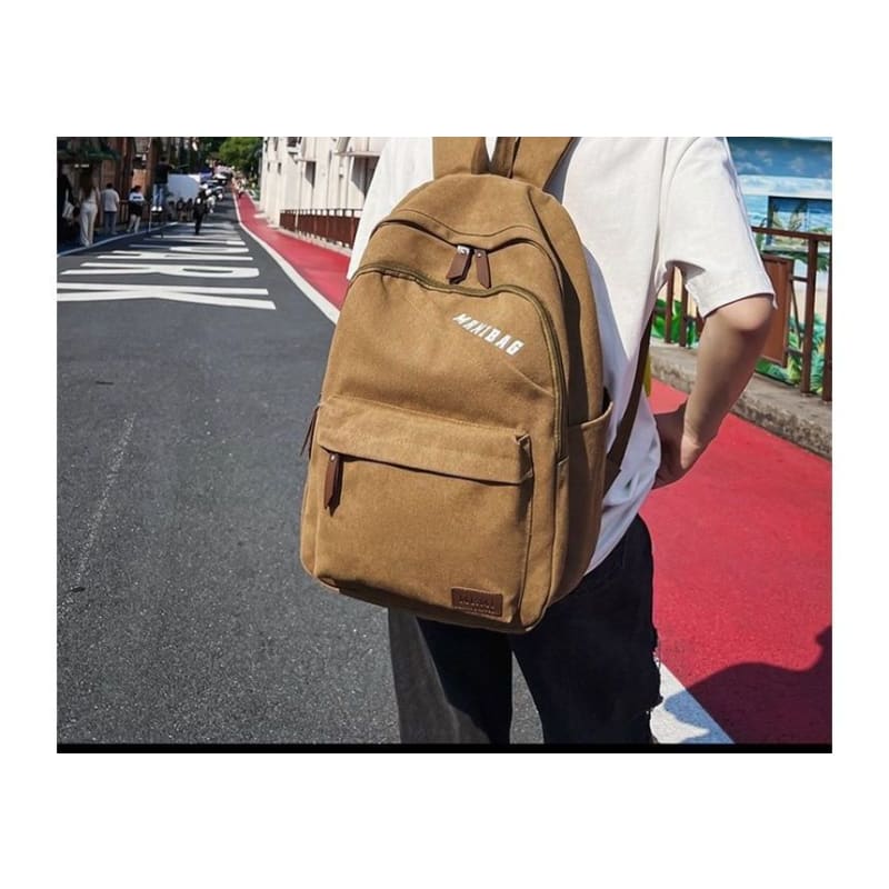 Lettering Print Canvas Backpack