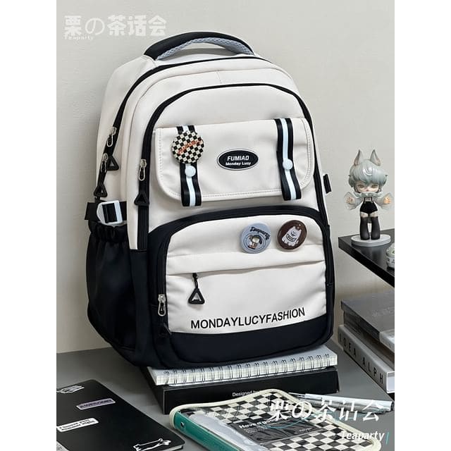 Lettering Print Flap Backpack / Crossbody Tote Bag