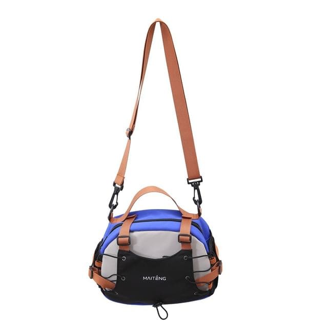 Lettering Strappy Crossbody Bag - Blue & Black / One Size