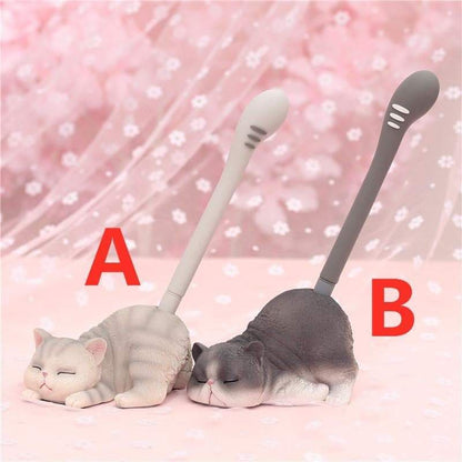 Light Gray Dark Gray Cute Cat Pen Desk Decoration MM1670