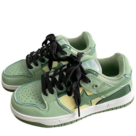 Light Green Star Sneakers - EU36 (US6.0) / Green - Sneakers