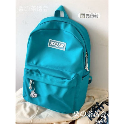 Lightweight Lettering Zip Backpack - Aqua Blue / One Size