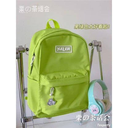 Lightweight Lettering Zip Backpack - Fruit Green / One Size