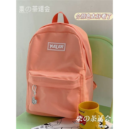 Lightweight Lettering Zip Backpack - Tangerine / One Size