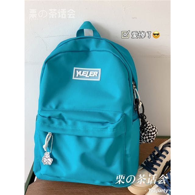 Lightweight Lettering Zip Backpack - With Twister - Aqua