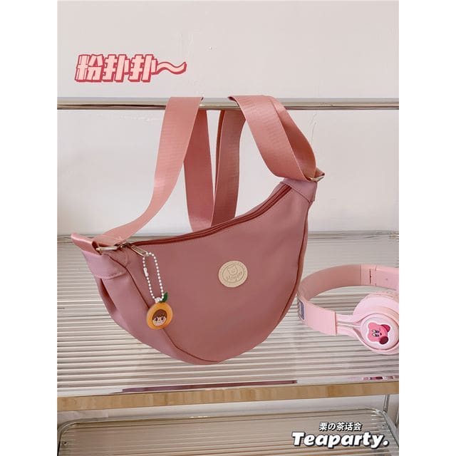 Lightweight Plain Zip Belt Bag - Light Pink / One Size