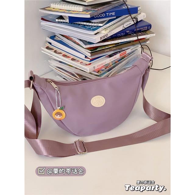 Lightweight Plain Zip Belt Bag - Purple / One Size