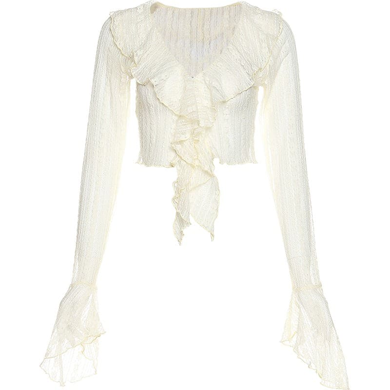 Lightweight Ruffle Lace Top - Tops