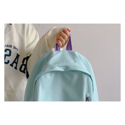 Lightweight Two-Tone Lettering Zip Backpack