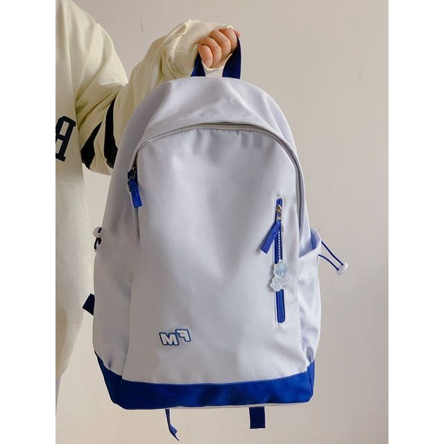 Lightweight Two-Tone Lettering Zip Backpack - Without Bag