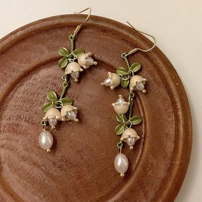 Lily Of The Valley Earrings - Standart / White/green