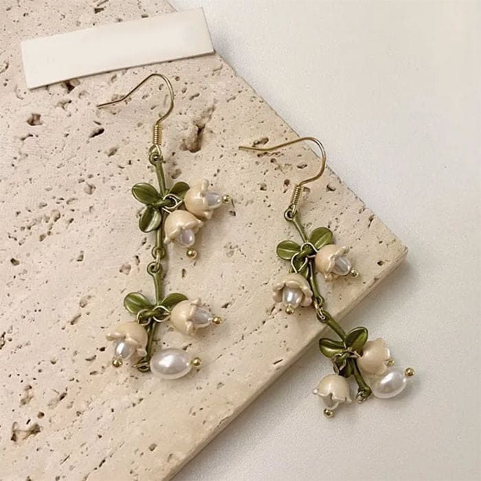 Lily Of The Valley Earrings - Standart / White/green