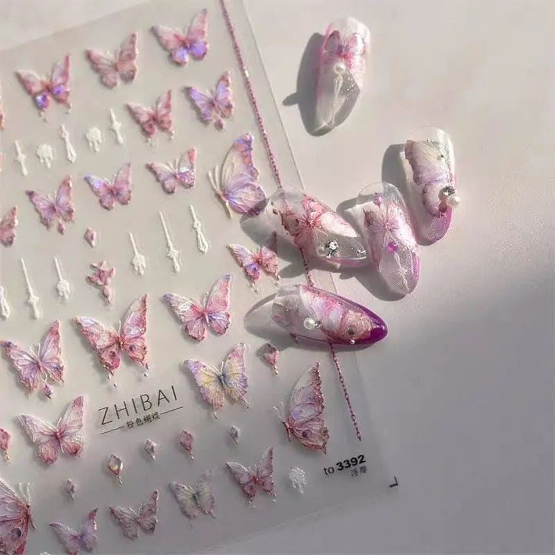 Kawaii Aesthetic Y2K Cute Fairy Liquid Hollow Butterfly Sticker Nail MK Kawaii Store