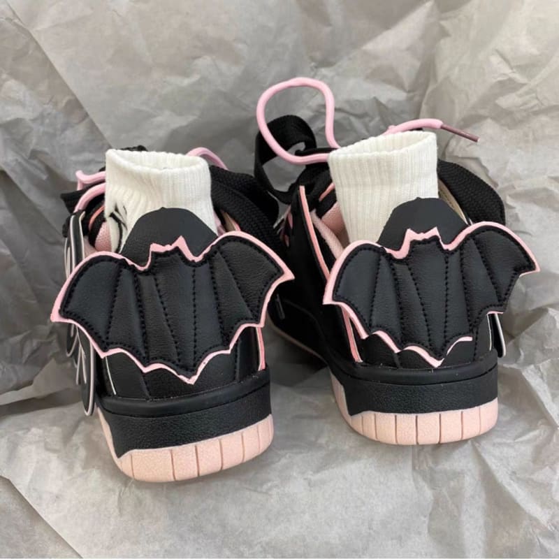 Little Devil Wings Bat Sneakers - Heartzcore - Black-Pink /