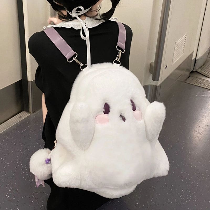 Little Ghost Plush Backpack - White