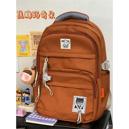 Logo Lightweight Backpack - With Bear Charm - Caramel