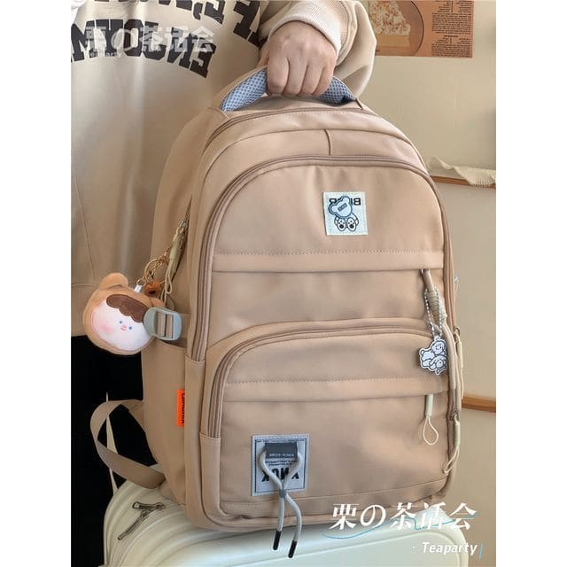 Logo Lightweight Backpack - With Bear Charm - Light Brown