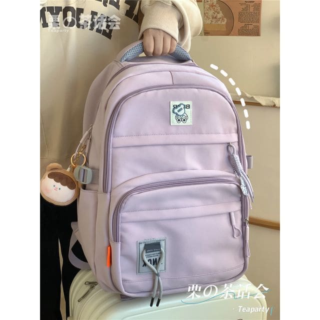 Logo Lightweight Backpack - With Bear Charm - Purple