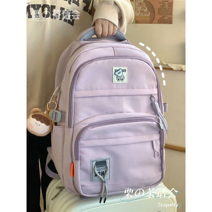 Logo Lightweight Backpack - With Bear Charm - Purple