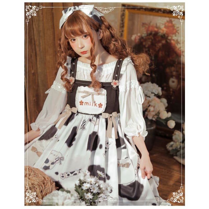 Lolita Cow Print Overall Dress