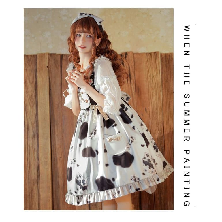 Lolita Cow Print Overall Dress