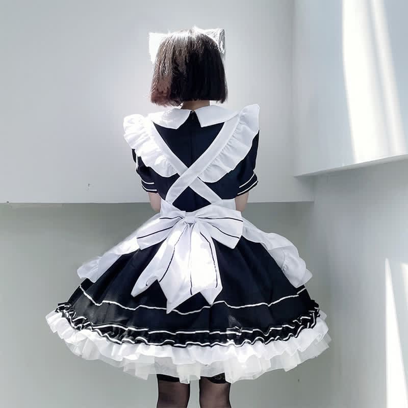 Lolita Devil Bow Knot Ruffled Maid Dress