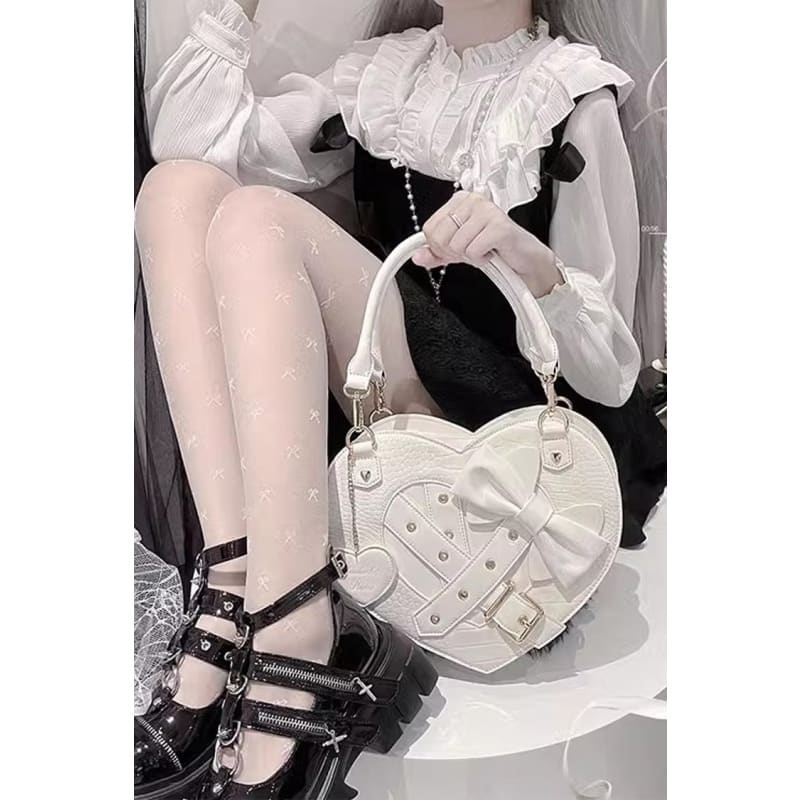 Lolita Heart Shaped Bowknot Buckle Bag