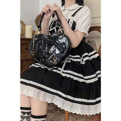 Lolita Heart Shaped Bowknot Buckle Bag