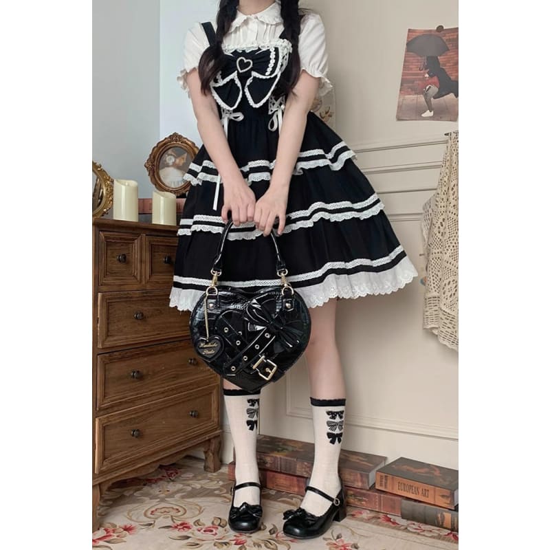 Lolita Heart Shaped Bowknot Buckle Bag