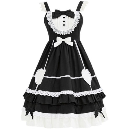 Lolita Lace Trim A-Line Overall Dress / Long-Sleeve Blouse