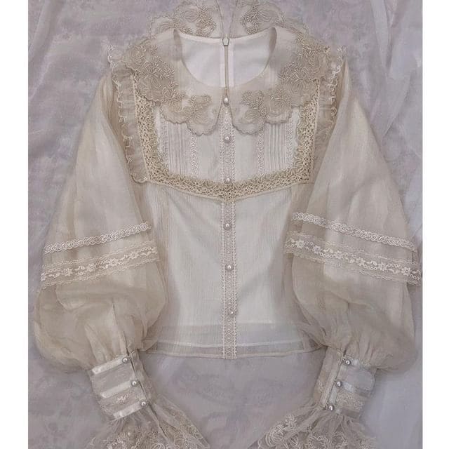 Lolita Lace Trim Blouse (Various Designs) - Long Sleeve