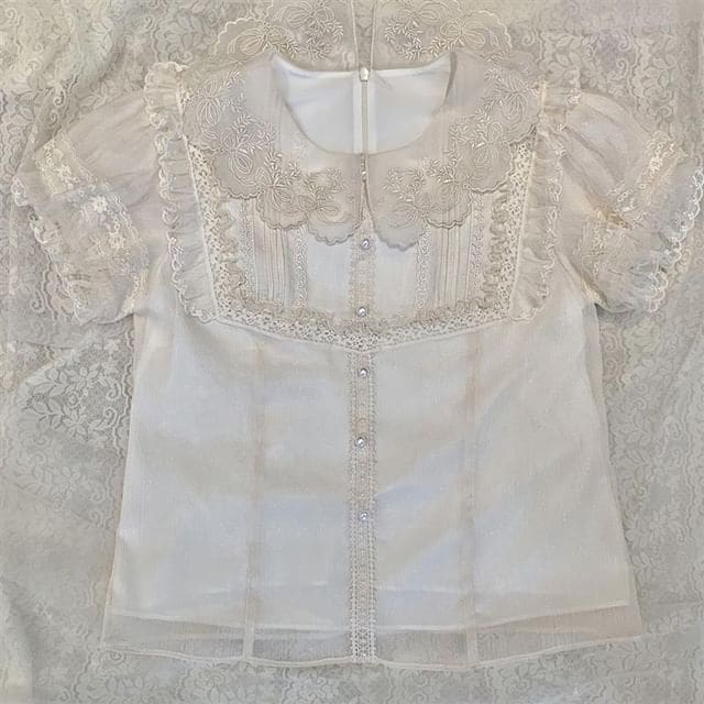 Lolita Lace Trim Blouse (Various Designs) - Short Sleeve