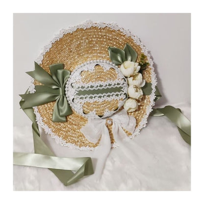 Lolita Lace Trim Straw Hat