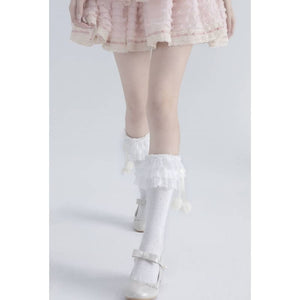 Lolita Layered Plush Ball Stockings - Stockings