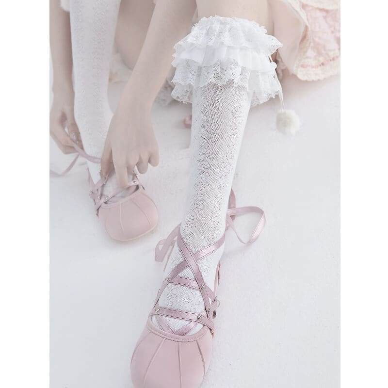 Lolita Layered Plush Ball Stockings - Stockings