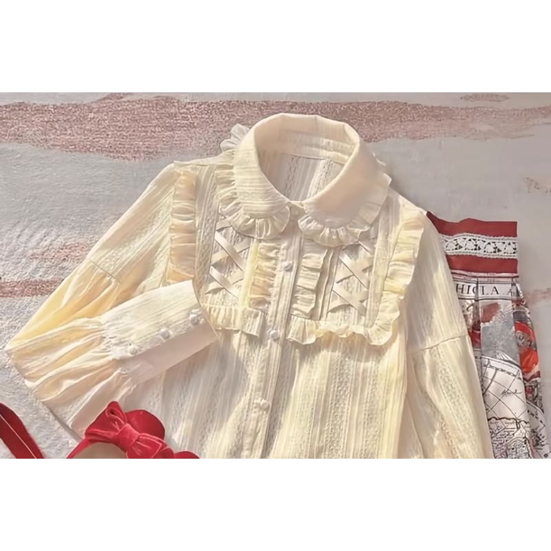 Lolita Long Sleeve Collar Ruffle Lace Blouse