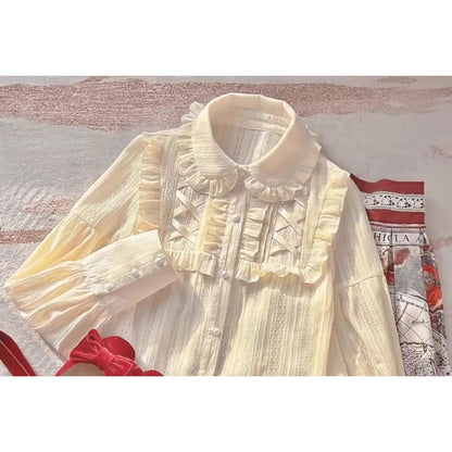 Lolita Long Sleeve Collar Ruffle Lace Blouse